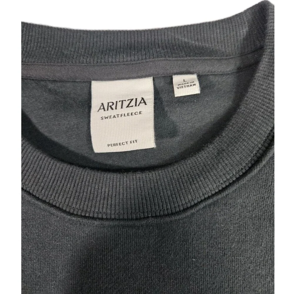 Aritzia Womens SweatFleece Coal Grey Crew Neck Sweatshirt sz L Minimalist Cozy - Picture 4 of 7